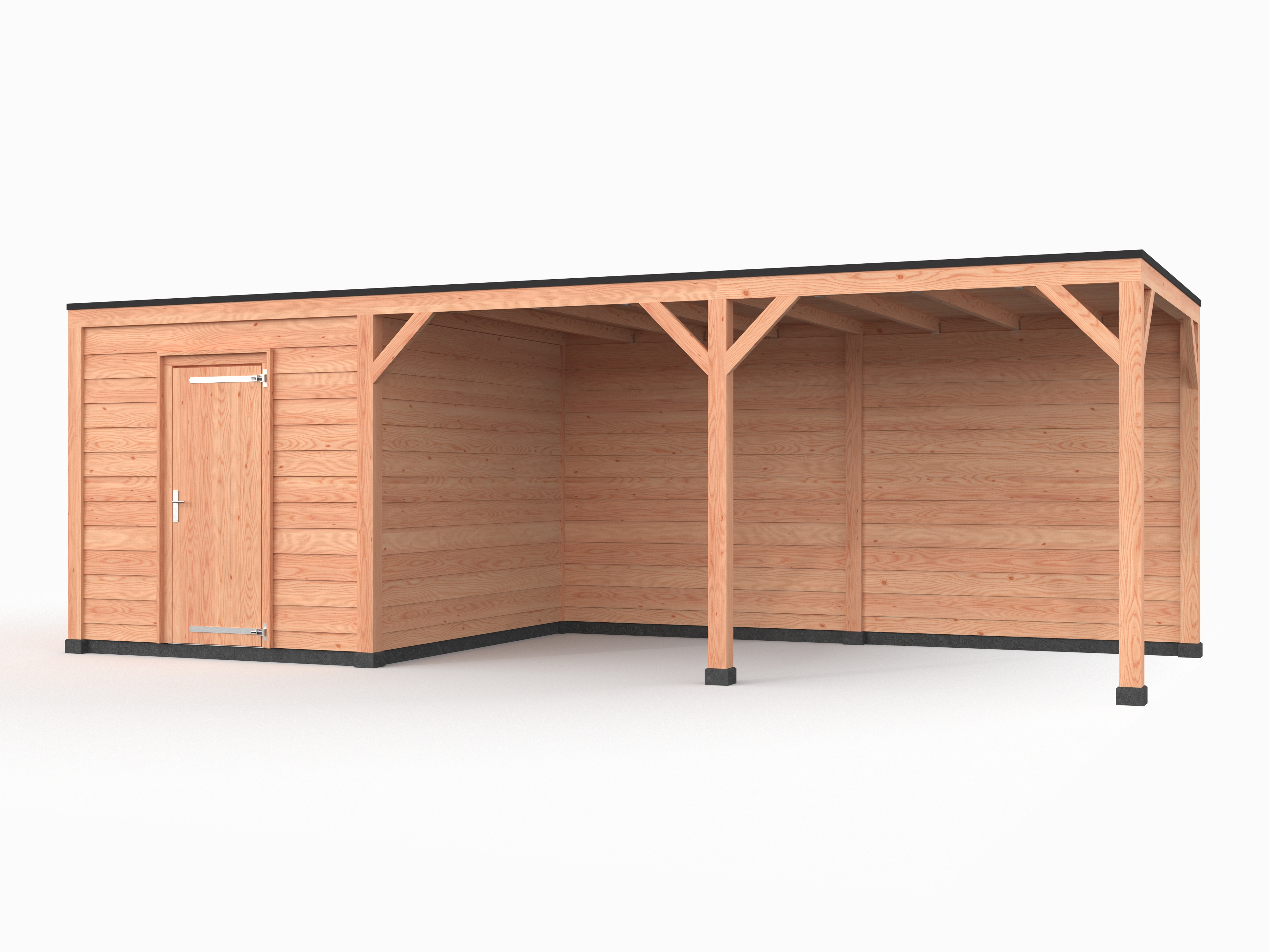 Douglas overkapping, 750 x 300, met schuur en achterwand, Westwood Solo - Afbeelding 1